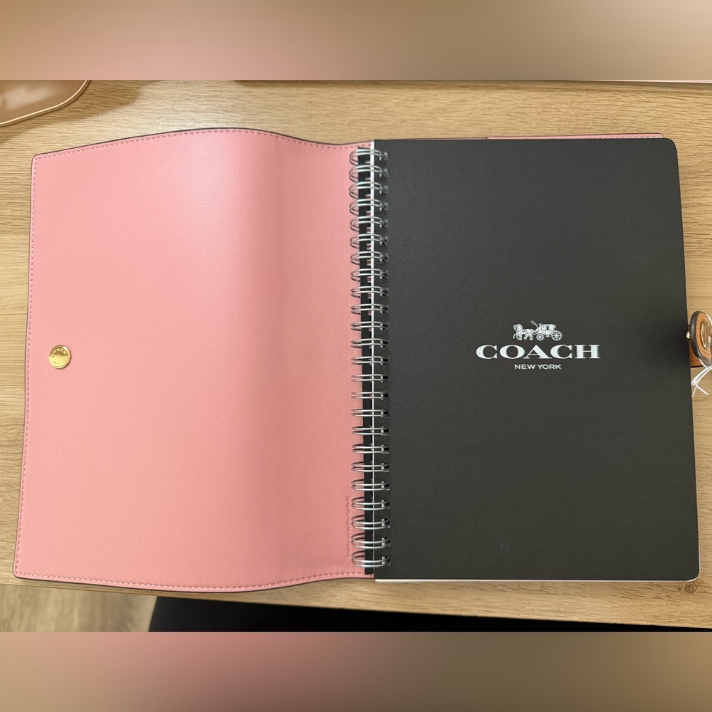Coach Pink Signature Tablet Sleeve with Tan Tab - Picture 3 of 3